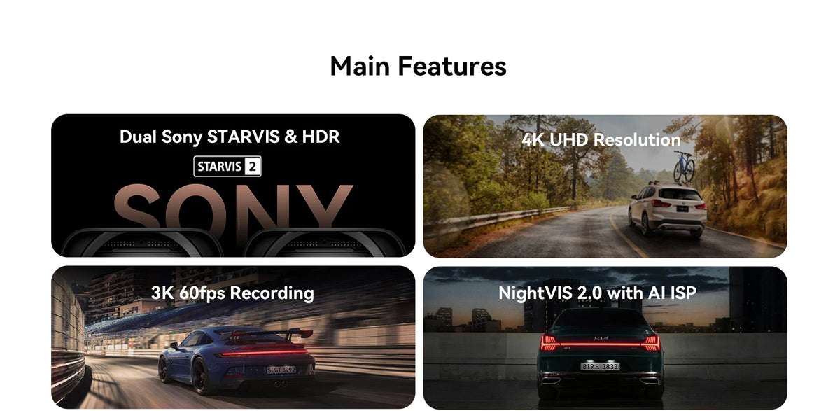 DDPAI 4K Dash Cam Z60 Pro HDR Support Front and Rear Interior Car Camera SONY STARVIS2 678 Sensor 5GHz Wi-Fi GPS ADAS 4G Car DVR