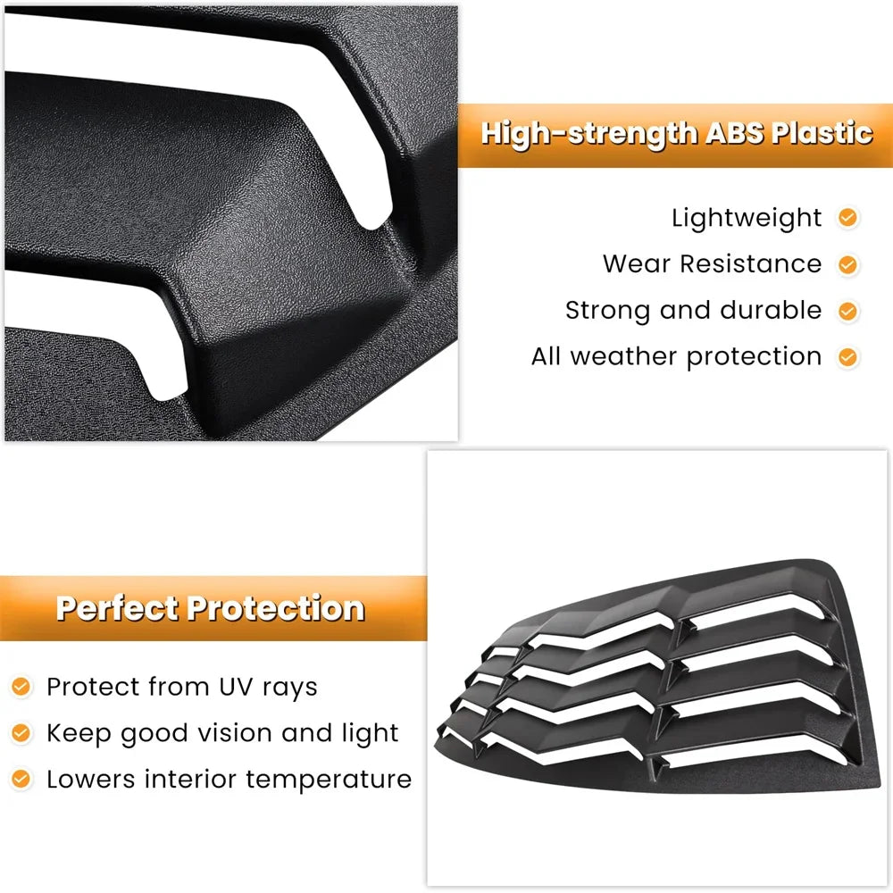 Rear+Side Window Louvers for Dodge Challenger 2008-2023 Windshield Sun Shade Cover Vent GT Lambo Style Custom ABS Matte Style