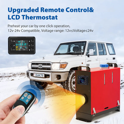 Diesel Heater 5-8KW 12V-24V All in One Car Diesel Air Heater Muffler Remote Control Fast Heating Defrost Defog for Campers Truck