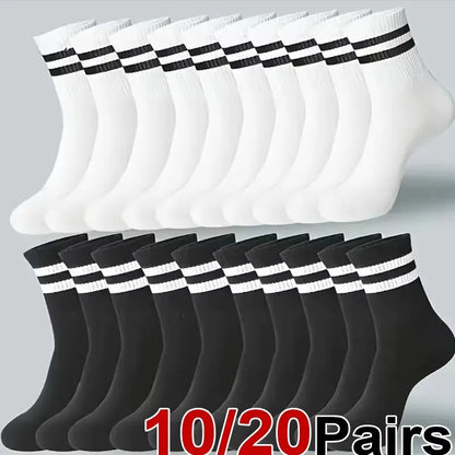 10/20 Pairs  Women Mid-Tube Socks Solid Colour Autumn Winter Breathable Comfortable Sport Sweat Absorbent Man And  Women's Socks