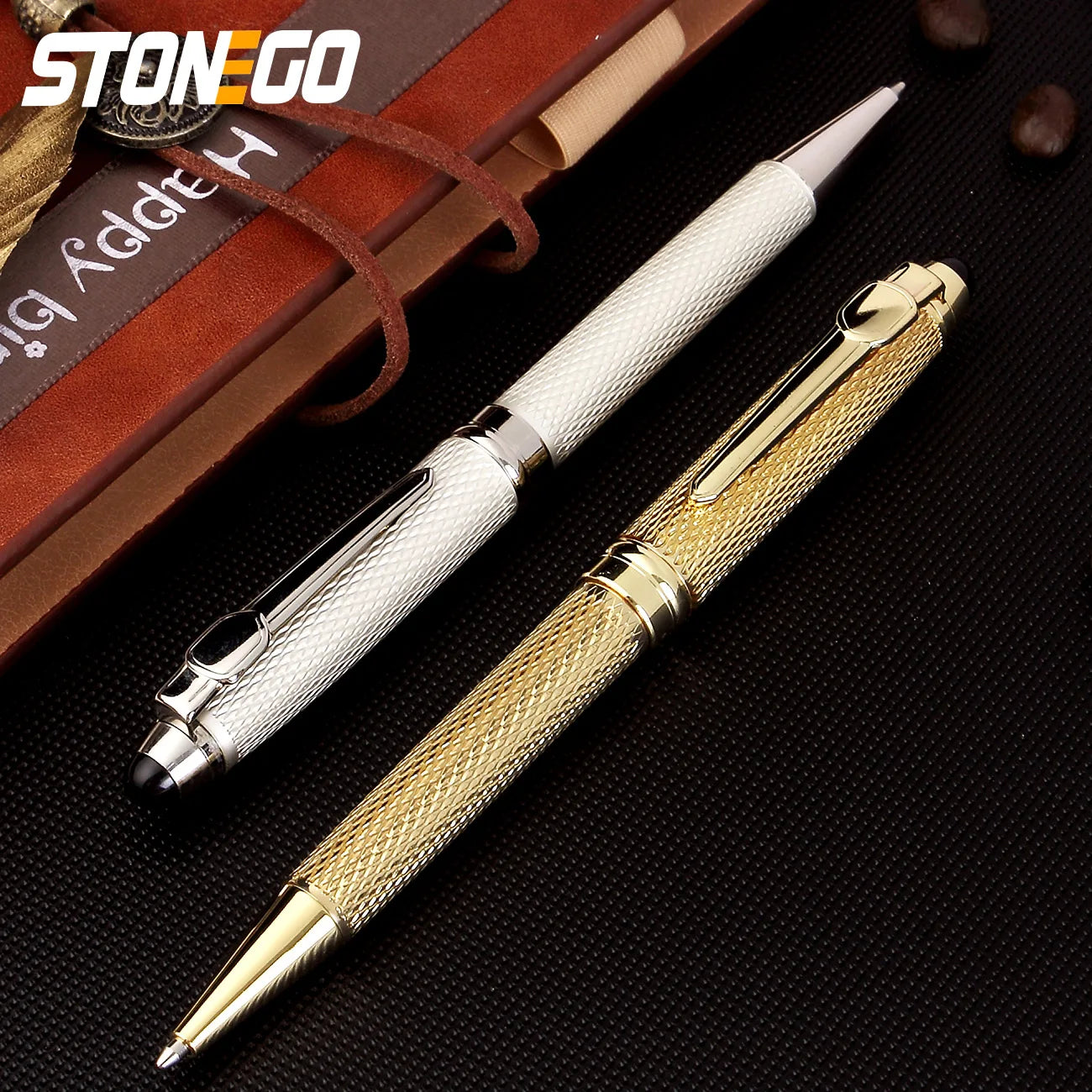 STONEGO Classic Luxury Rollerball Pens, Stainless Steel Roller Ball Pen for Men Women, School, Office, Executive, Business