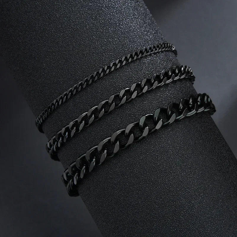 3.5-7MM Stainless Steel Chain Bracelets For Men Women Punk Curb Cuban Link Chain Bangle Fashion Party Never Fade Jewelry