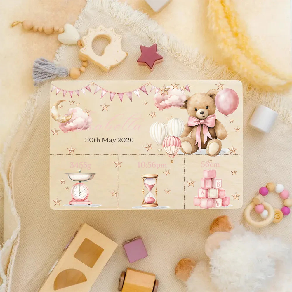 Custom Baby Wooden Memory Box Newbron Shower Gift Personalized Infant  Keepsake Box Baby Birth Stats Box Umbilical Cord Box