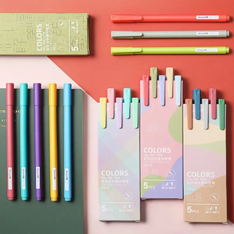 Morandi & Macaron Color Gel Pens (30/5 Colors) - 0.5mm Refill, Smooth Writing Durable Pens for School Stationery