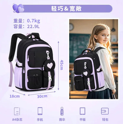 Love Pattern School Bag Backpack Pencil Case lunch bag Three Piece Set Nylon Fabric Waterproof Boy Girl Teenagers Trend Backpack