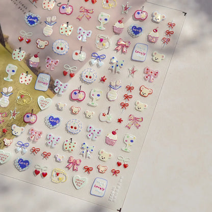 Colorful Water Bubble 5D Nail Art Stickers Goldfish Koi carp Dreamy Polarized Dreamlike Self Adhesive Delicate Manicure Decals