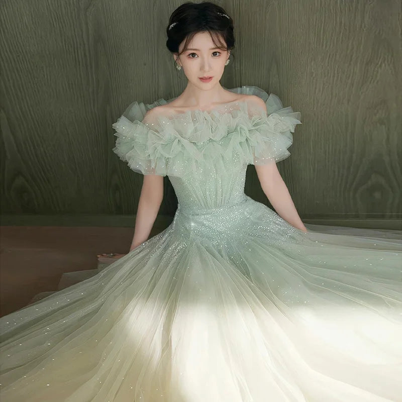 Ele een Evening Gown for Women High-End Luxury Fairy T Performance Host Dr Korean Sle Floral Mid-Waist Slim Fit