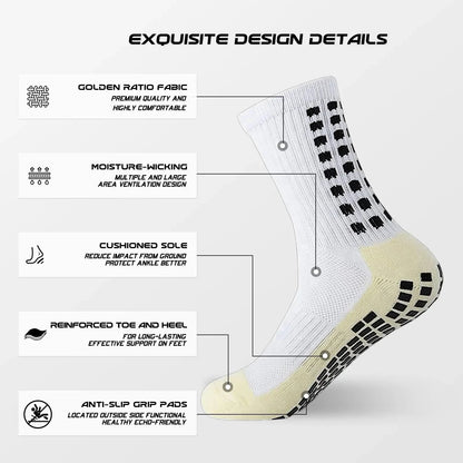 Men's Mid-Calf Sports Socks Breathable Anti-Slip Silicone Dotted Football Basketball Yoga Socks Comfortable Breathable Sports