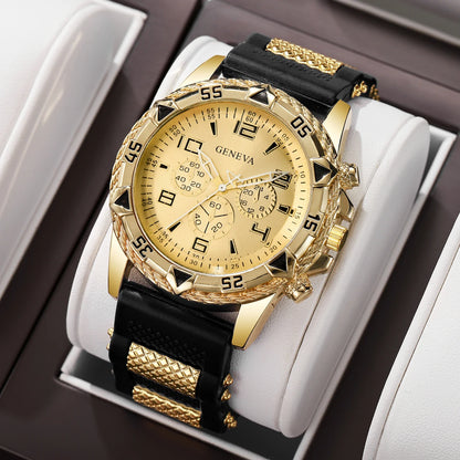 Luxury Arabic Dial Men Business Quartz Watch Fashion Silicone Strap Wristwatch For Man Clock Reloj Hombre (Without Box)