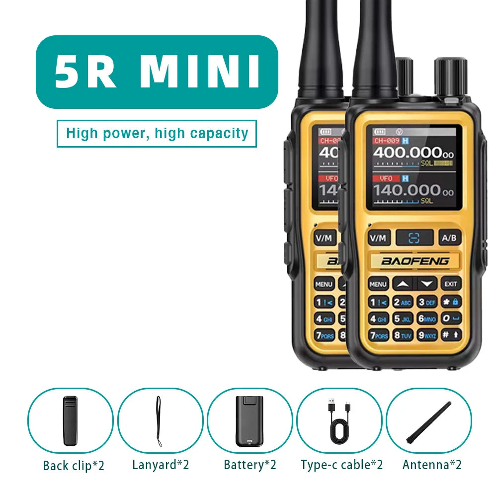 Baofeng UV 5R Mini Walkie Talkie One-click Frequency Matching Bluetooth Programming Frequency Dual PTT Band AM/FM Camping