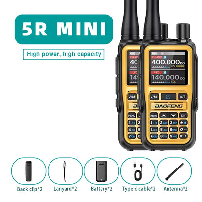 Baofeng UV 5R Mini Walkie Talkie One-click Frequency Matching Bluetooth Programming Frequency Dual PTT Band AM/FM Camping