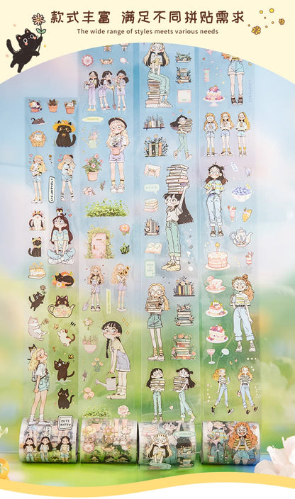 Mr Paper Washi Tape Kawaii 1 Roll  Character Scenery PET Stickers DIY Decoration for Journal Diary Scrapbooking Planners Cards