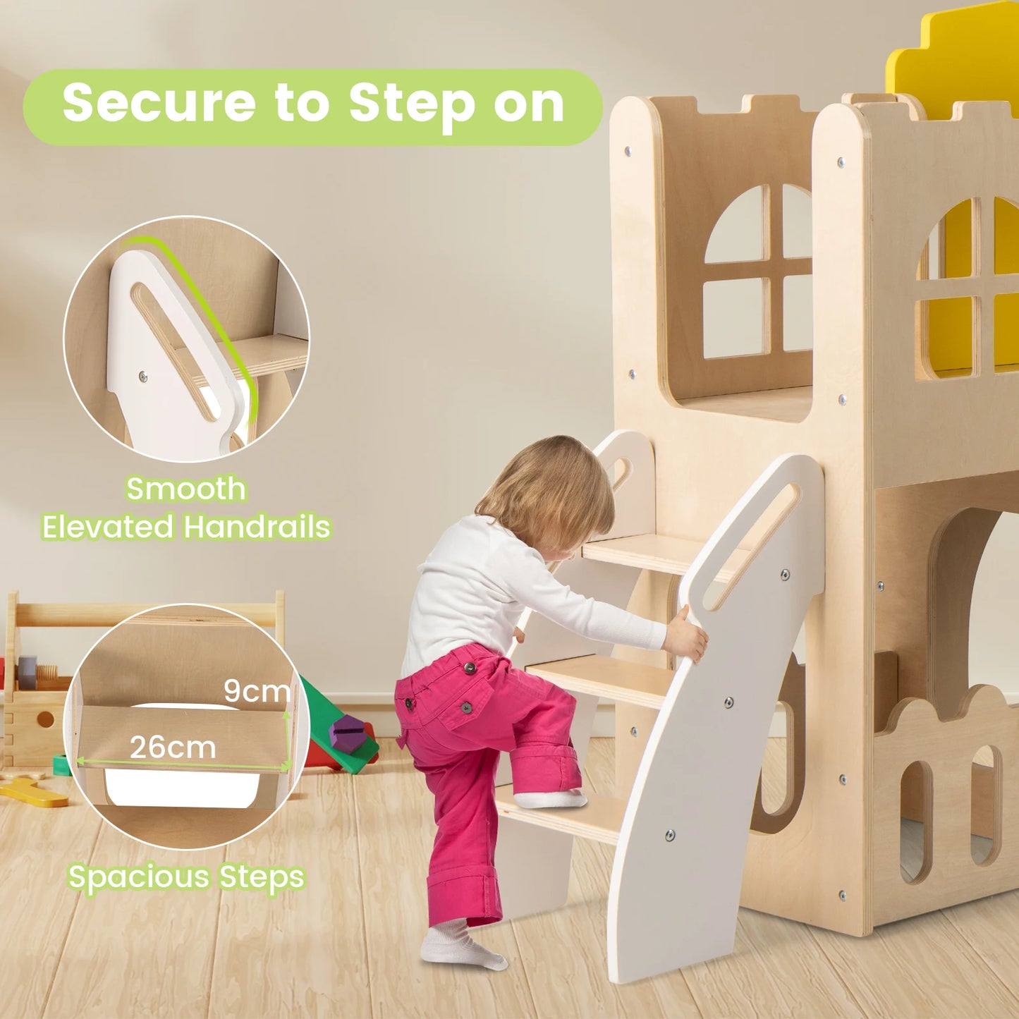 7-in-1 Children's Slide, Children's Slide with Climbing Ladder & Basketball Hoop & Tunnel, Indoor Climbing Frame