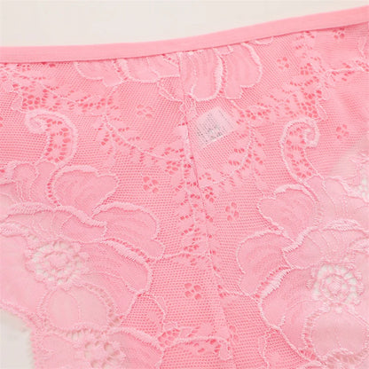 3PC/Set Women's Sexy Floral Lace Panties Low Rise Hollow Out Briefs Transparent Underwear Female Elastic Straps Soft Lingerie