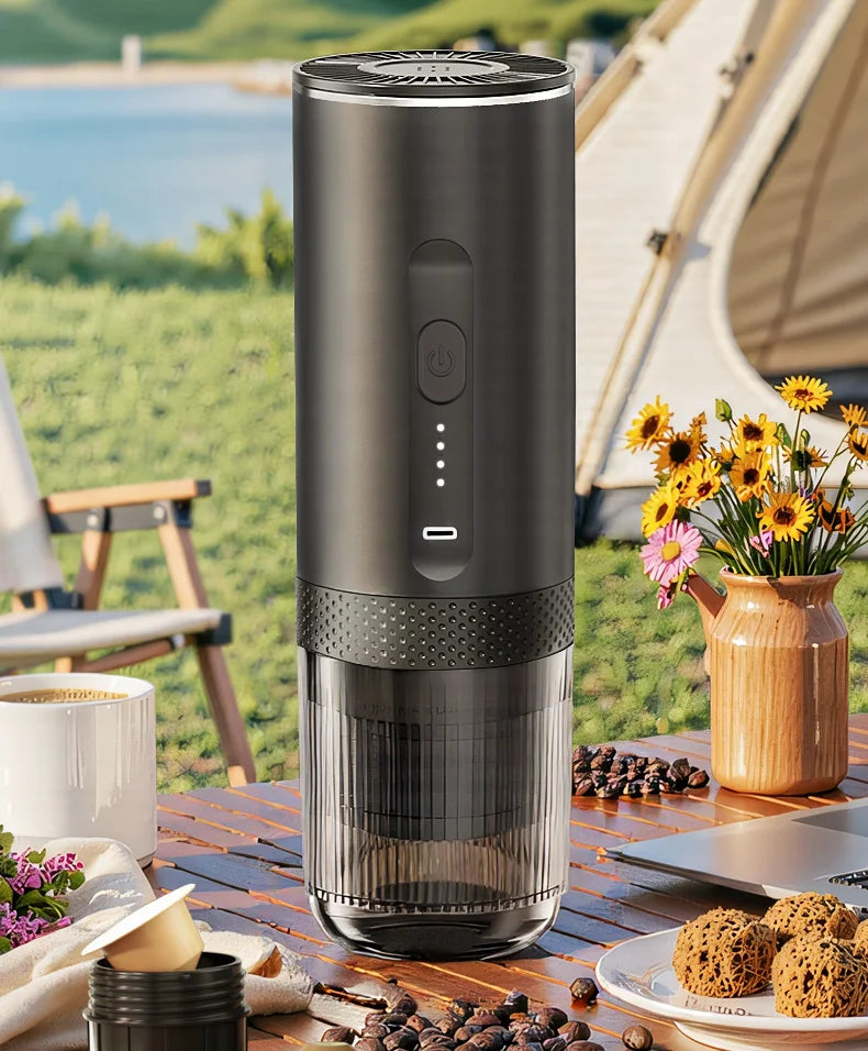 20 Bar Self-Heating Wireless Portable Espresso Maker, One-Click Automatic Extraction Mini Coffee Machine, Multi Capsule Compatible Rechargeable Travel Coffee Maker, Compact Portable Coffee Brewer for Car, Road Trip, Camping,