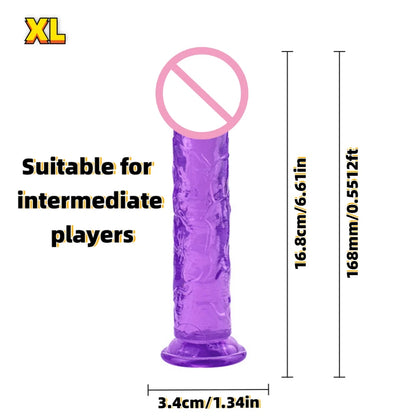 Realistic Soft Jelly Dildo Transparent Suction Cup Strong Grip Flexible Intimate Toy for Women Solo Couple Play