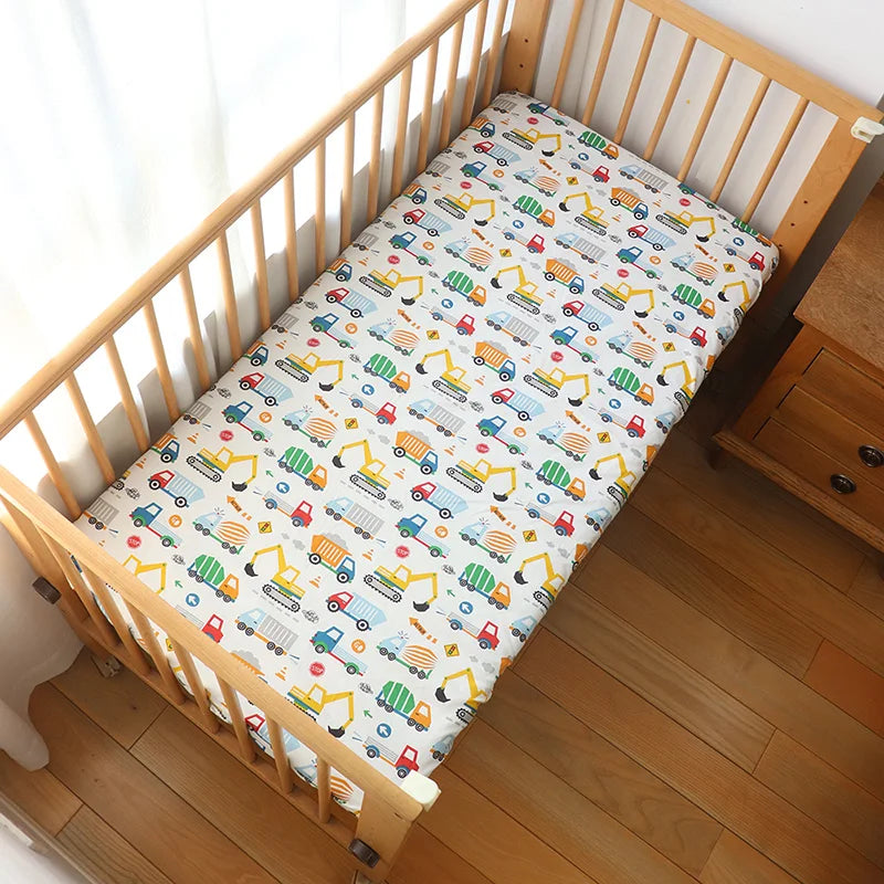 Baby Crib Fitted Sheet Newborns Bed Linen Children Cotton Cot Mattress Cover Protector For Toddler 130x70cm Allow Custom Size