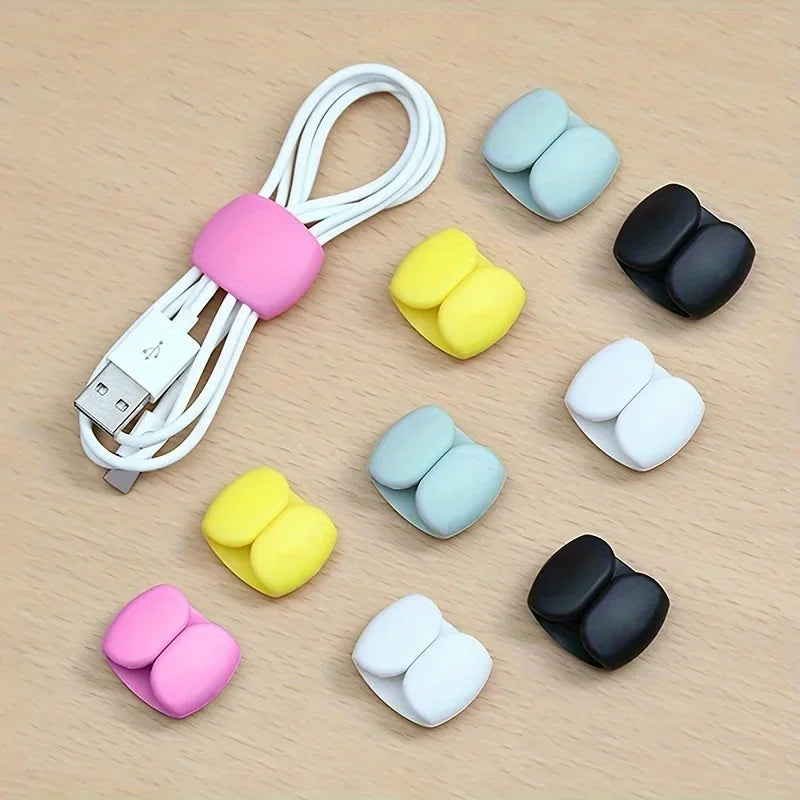 10pcs Multi-Function Cable Organizer Clips for Charging & Earphone Cords - Durable Plastic
