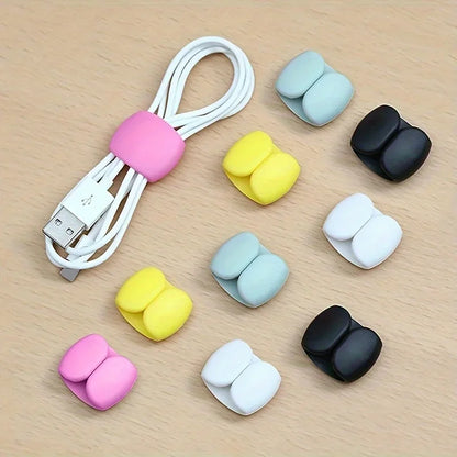 10pcs Multi-Function Cable Organizer Clips for Charging & Earphone Cords - Durable Plastic