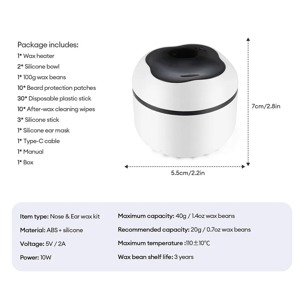 40g Mini Silicone Bowl Wax Heater Waxing Kit Hair Removal Wax-melt Machine Wax Bean Depilatory Wax Warmer Wax Heating Pot Melter