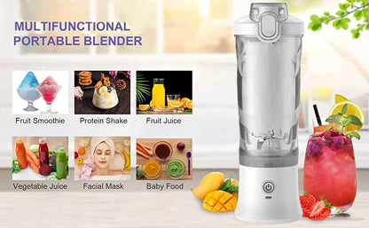 New Portable Blender 600ML Electric Juicer Fruit Mixers 4000mAh USB Rechargeable Smoothie Mini Blender Personal Juicer colorf