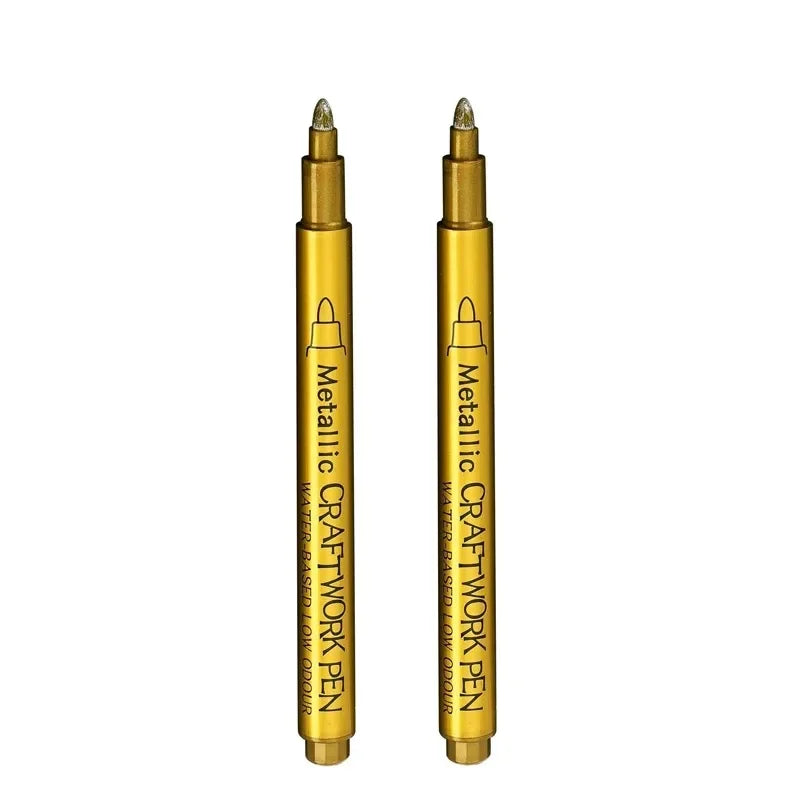 1/2PCS Gold Silver Metallic Marker Pen Waterproof Permanent Paint Marker Pen for Rock, Mug, Ceramic, Glass DIY Painting Supplies