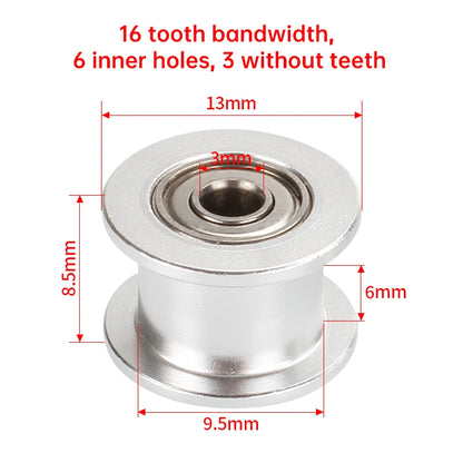 GT2 Idler Timing Pulley 16-tooth 20-Teeth with 3mm or 5mm Bore with Bearings for 3D Printer Parts Timing Belt 6mm 10mm
