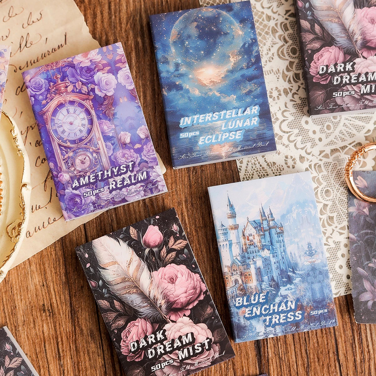 50 Sheets Per Book of Exquisite Illustration Materials Book, Various Themes Patterns, DIY Scrapbook Planner Decoration Supplies