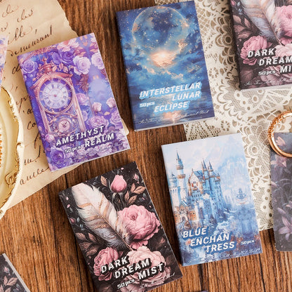 50 Sheets Per Book of Exquisite Illustration Materials Book, Various Themes Patterns, DIY Scrapbook Planner Decoration Supplies