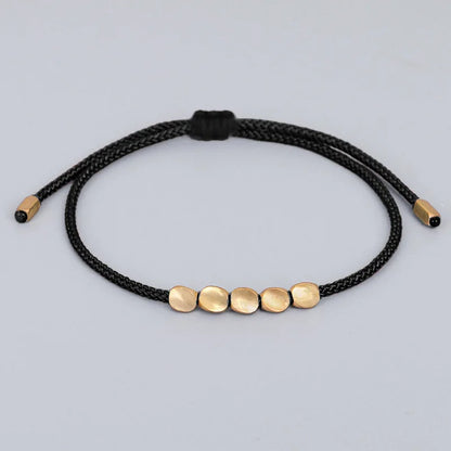 Handmade Tibetan Copper Bead Bracelet Buddhist Braided Cotton Luck Rope Bracelet Good Luck Success Amulet Women Men Vintage