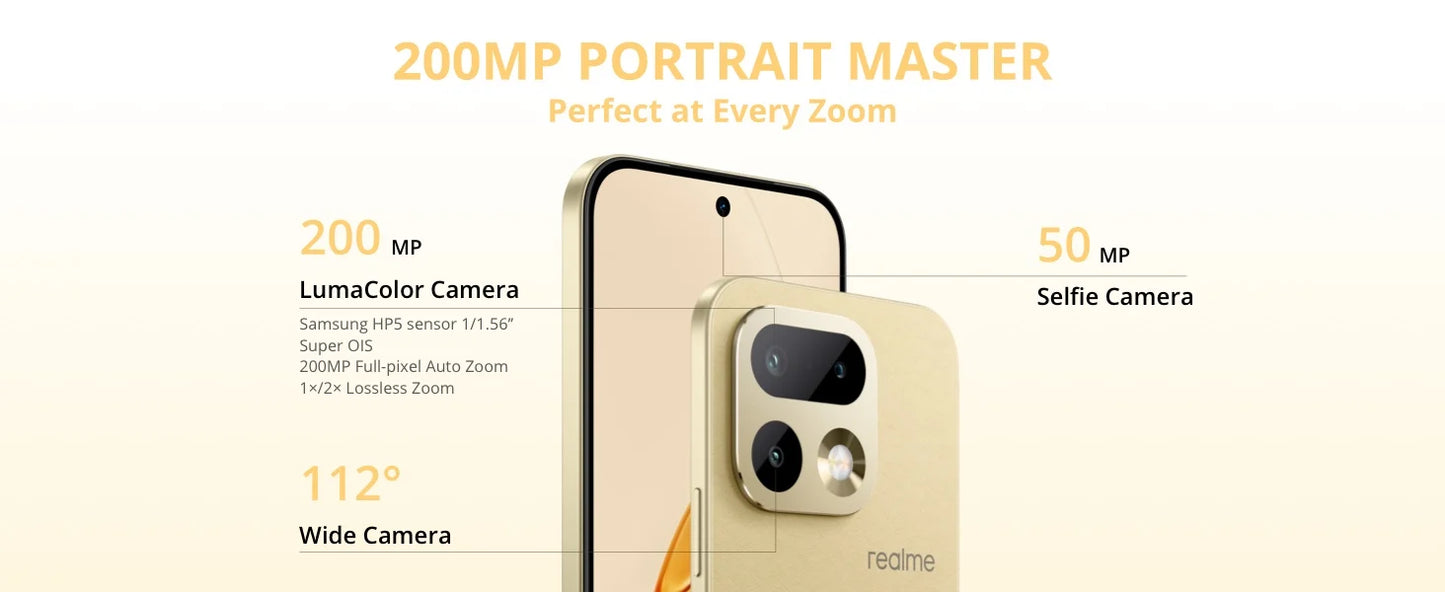 New Arrival realme 16 Pro 5G Smartphone European Version 200MP LumaColor Camera 6500nit AMOLED Display 6500mAh Battery NFC