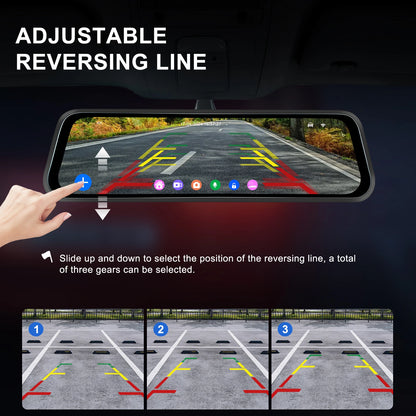 Podofo 4K Dashcam 9.66'' Mirror Dash Car Camera Rear Camera  Video Recorder Night Vision Loop Recording G Sensor 24H Parking Monitoring