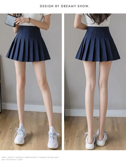 Preppy Style Women Pleated Skirt High Waist A-Line Mini Skirt School Girl Skirt JK Uniform Skirt Skater Skirt Black Plus Size