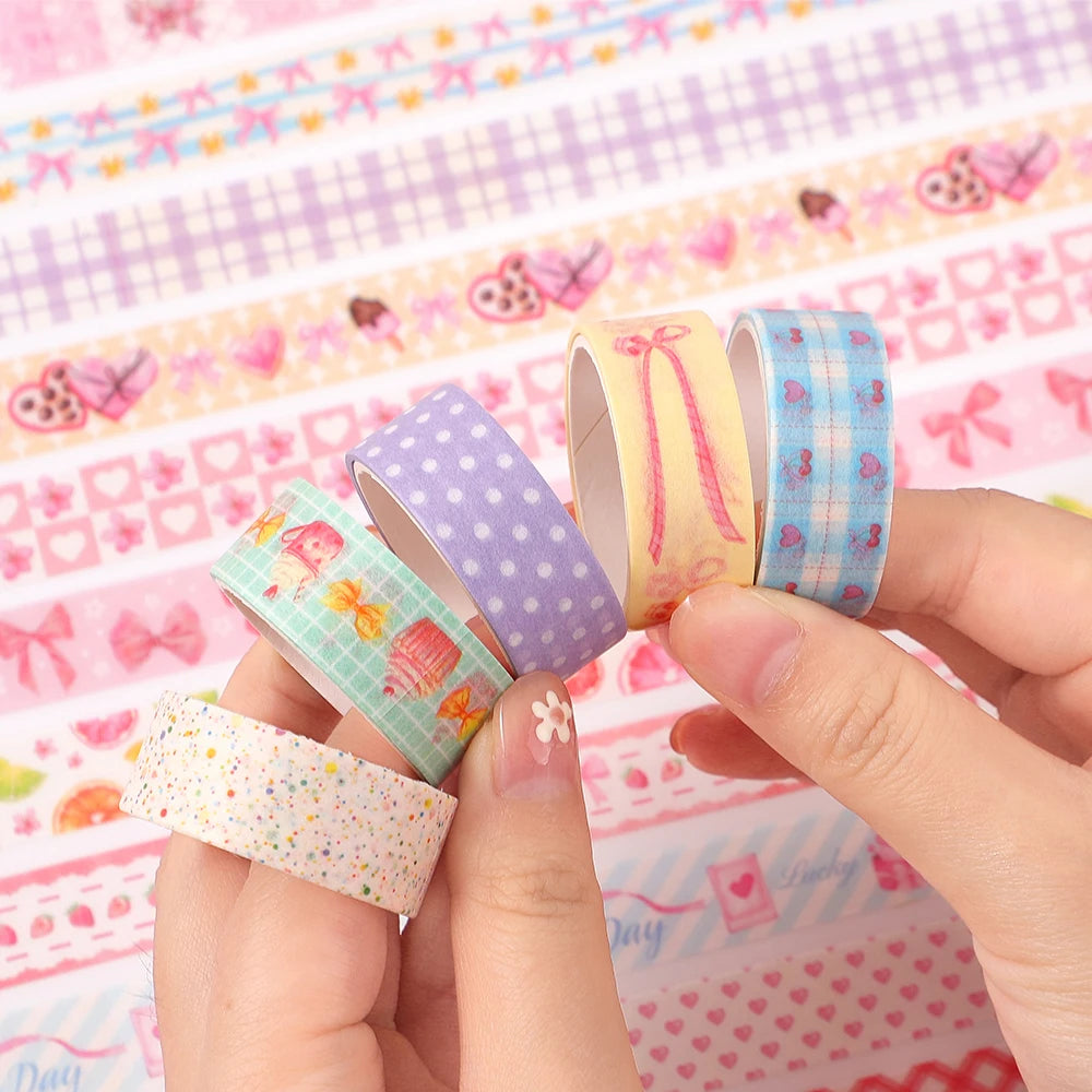 36 Rolls Pink Washi Tape Set Cute Butterfly Gingham Cherry Dessert Pattern Decorative Masking Tapes For Scrapbooking Journaling