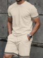 New European & American Style Men's Summer Loose-Fit Set Men's Crew Neck Short-Sleeve Top & Athletic Casual Shorts Two-Piece Set
