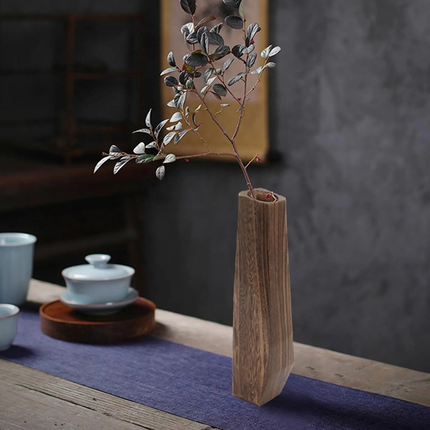 Wooden Vase Wooden Flower Vase Table Ornament Home Decoration For Indoor Outdoor Patio Hallway Bathroom Bedroom Centerpieces