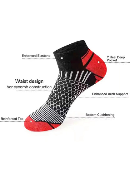 12Pairs High Qualit Athletic Socks Men's Ankle Socks Running Cyclling Waist Honeycomb Design And Firm Sports Leisure Socks Gifts