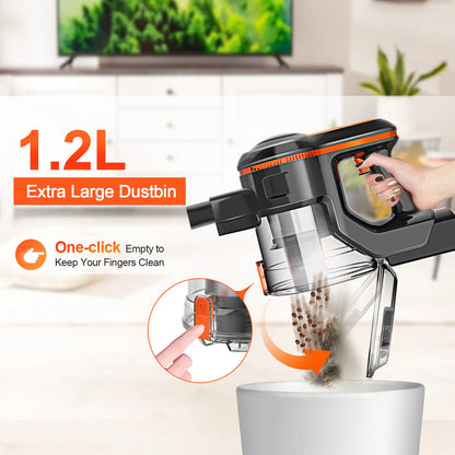 Cordless Vacuum Cleaner, 80000Pa/300W,65 Mins Runtime, 1.2L Dust Cup. Equipped with Digital Display, Anti-Tangle Brush, Self-Standing Design & Wall Charging Dock. 4-Layer Filtration, Ultra-Quiet Operation. Ideal for Pet Hair,