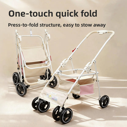 Foldable Lightweight Parrot Stroller Outdoor Travel Pet Carrier with Storage Space