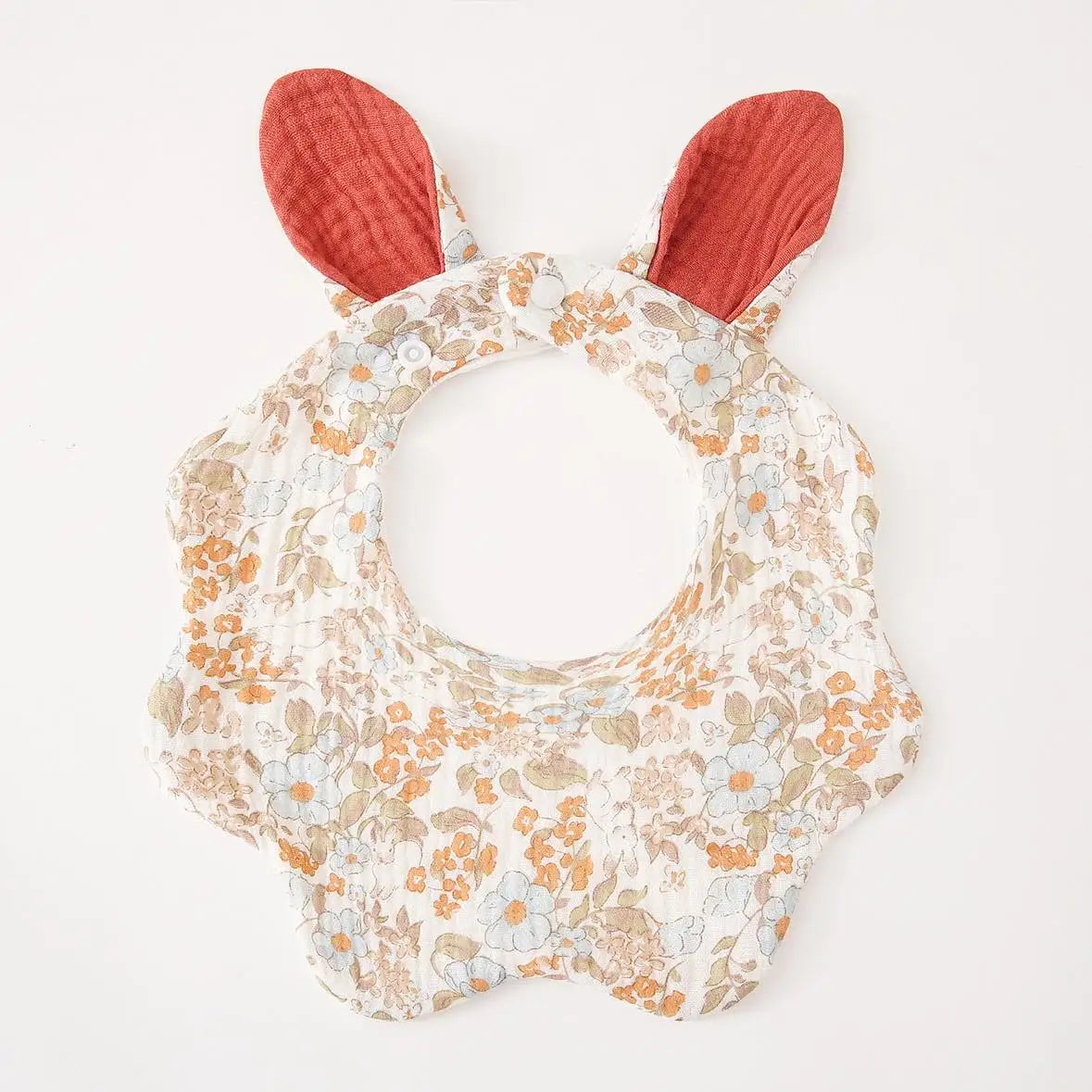 Baby Cotton Crepe Bandana, Rabbit Ears Wavy Edge Drool Bib, Soft Absorbent, Newborn Anti-Drool Bib, Multi-Purpose