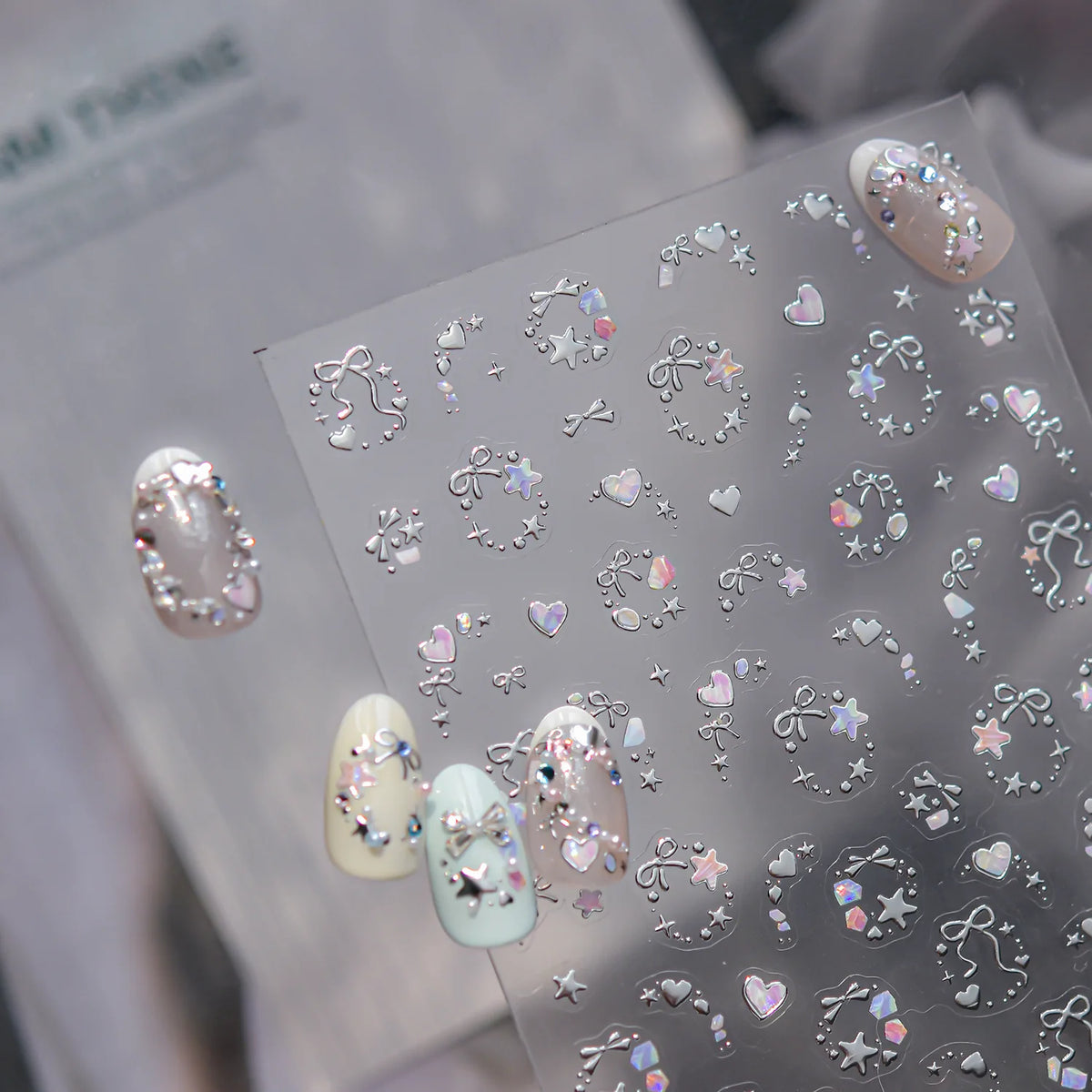Exquisite Stars Love Garland Stickers Nail Art Decoration 5D Metal High Quality Dreamy Self Adhesive Nail Stickers 3D Decals DIY