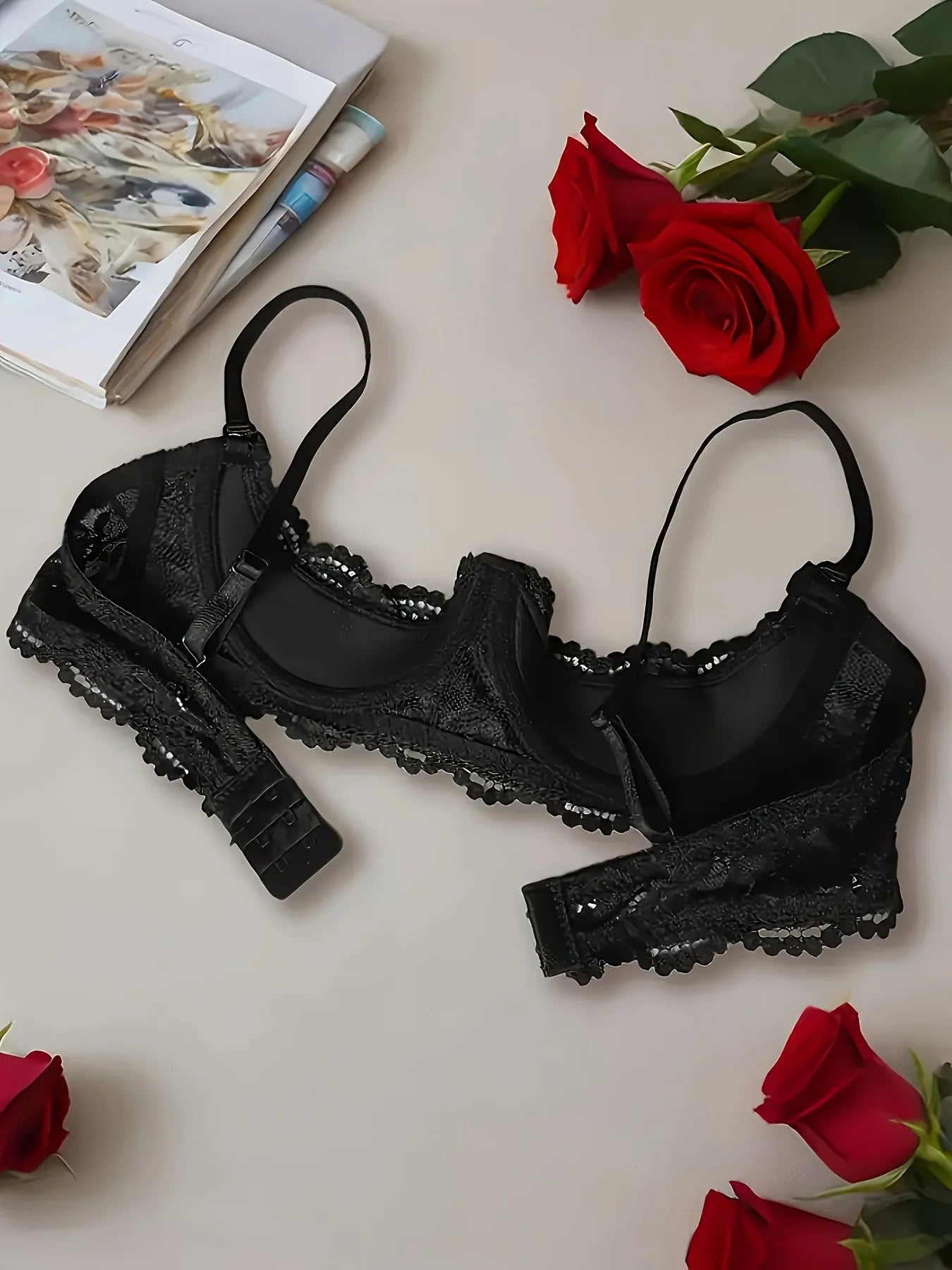 Women's Lace Open-Cup Underwire Bra, Soft, Skin-Friendly, Breathable, Plus-Size Sexy Lingerie