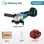 YOFIDRA 125mm 4 Gears Brushless Electric Angle Grinder Metal Wood Grinding Polishing Cutting Power Tool For Makita Battery Pin