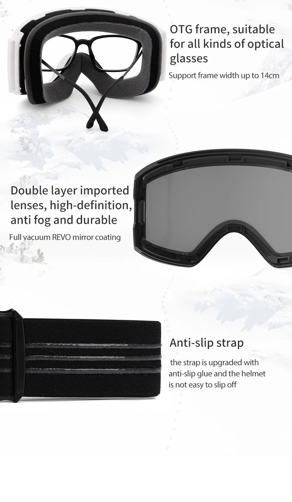 COPOZZ Magnetic Ski Goggles UV400 Protection Anti-Fog Ski Glasses Men Women Quick-Change Lens Snowboard Goggles with Two Options