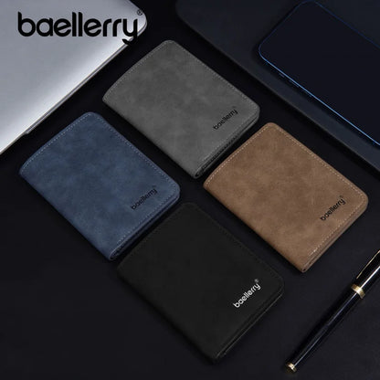 New Men's Short Wallet Cardholder Combo Anti-Theft Minimalist PU Leather