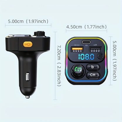 FM Transmitter Bluetooth 5.3 Handsfree Car AUX Radio Modulator MP3 Player with PD20W QC3.0 Fast Charge Adapter Car Accessories