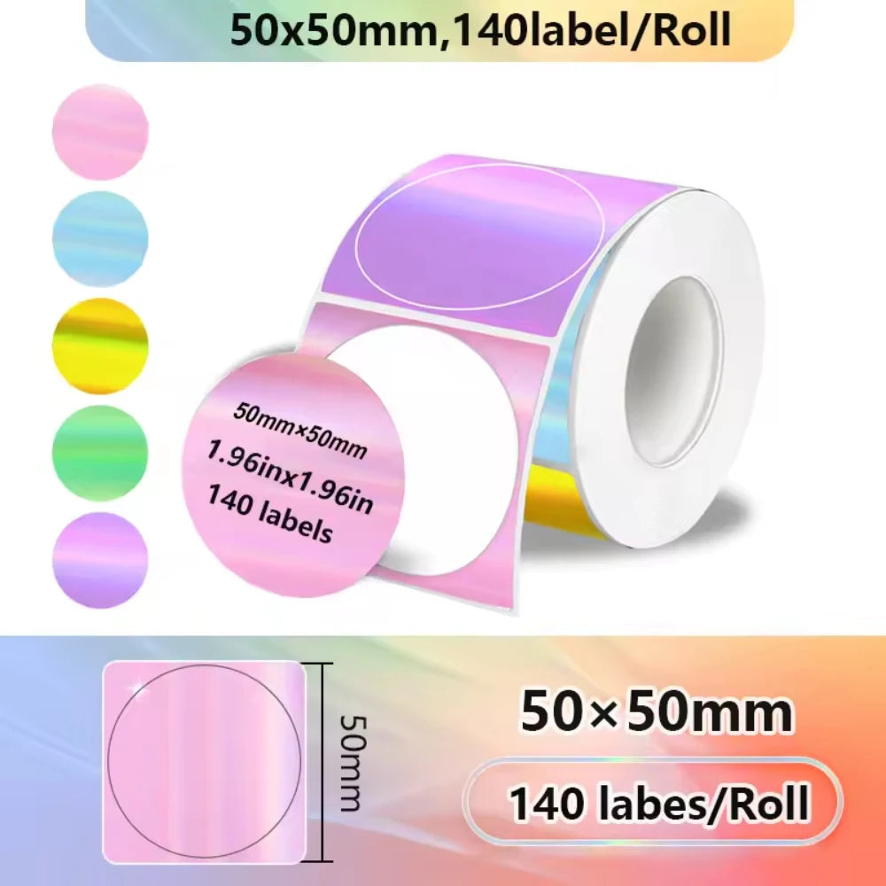 140Pcs 50x50mm Self-Adhesive Thermal Adhesive Sticker Label Roll Compatible with Phomemo M110 M220 M200 E210 P50 DETONG P1 WP952