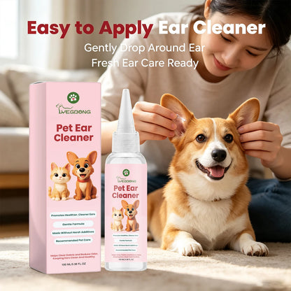 Pet Ear Cleaner Remove Earwax & Ear Mites Relieve Itching & Discomfort Reduce Inflammation Gentle Pet Ear Care Cleansing Drops