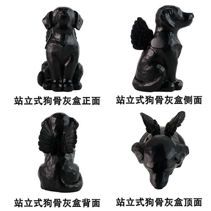Hot-selling Standing Cat and Dog Urn Amazon Explosion Black Angel Pet Commemorative Urn Sealed Pet Ashes Urn Storage Box