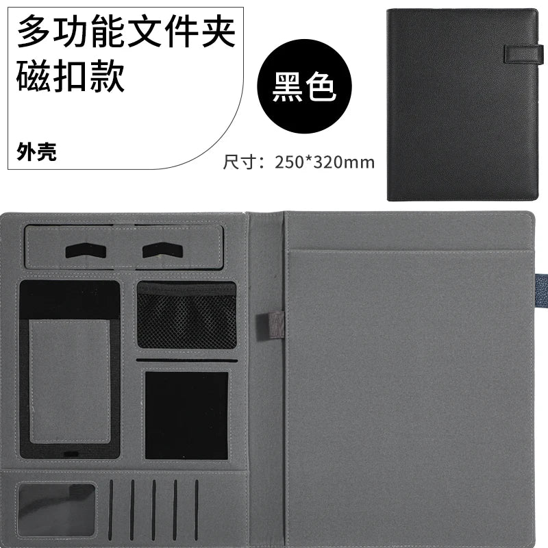 A4 Multifunctional Meeting Folder | Leather - like Finish. Organize Phone, Cards & Notes. Ideal for Business & Productivity!